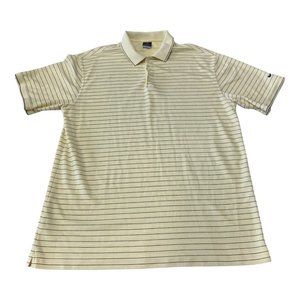 Nike Golf Short Sleeve Polo Shirt Mens XL Dry Fit Yellow Striped Performance